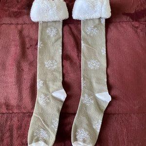 Grey Snowflake Tall Socks